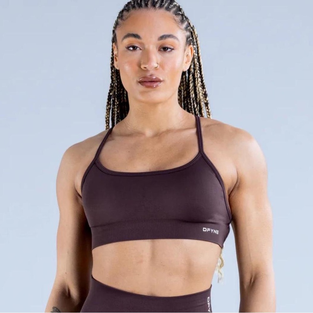 DFYNE Women's Brown Strappy Crop Camisole